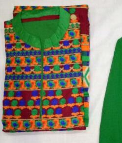 Ladies Green & Orange Embroidered Unstitched Suits