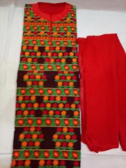 Ladies Red & Green Embroidered Unstitched Suits