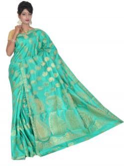 Green Semi Tussar Silk Saree