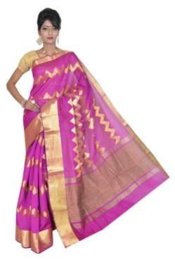 Glamourus Pink Silk Cotton Saree