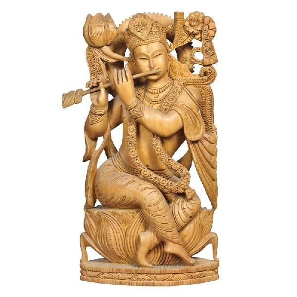 Wooden Handcrafted Krishna Statue