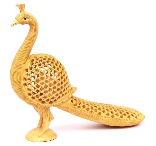 Wooden Handcrafted Peacock Statue