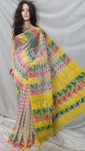 Dhakai Jamdani Saree Without Blouse 08