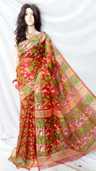 Dhakai Jamdani Saree Without Blouse 11