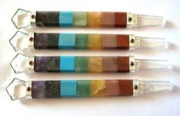 Seven Chakra Flat Gemstone Healing Stick