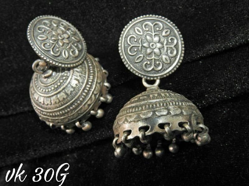 silver jewel jhumkas