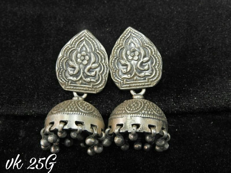 silver jewel jhumkas