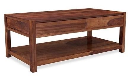 Solid Wood Sheesham Coffee Table with Drawer 02
