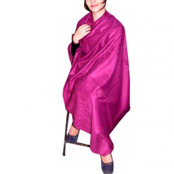 Dark Purple Classic Plain Emboss Kashmiri Shawls