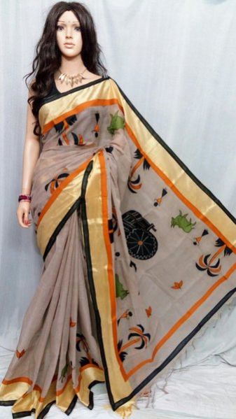 Grey Background  Handloom Cotton Sarees