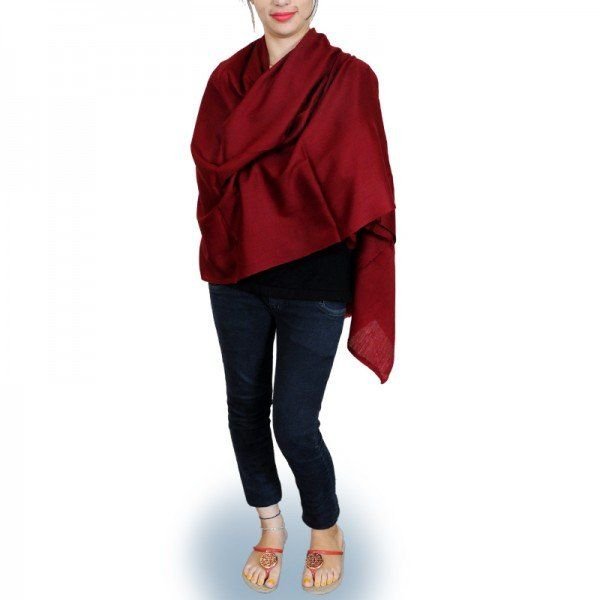 Maroon Colour Hand Woven Pashmina Wrap Stole