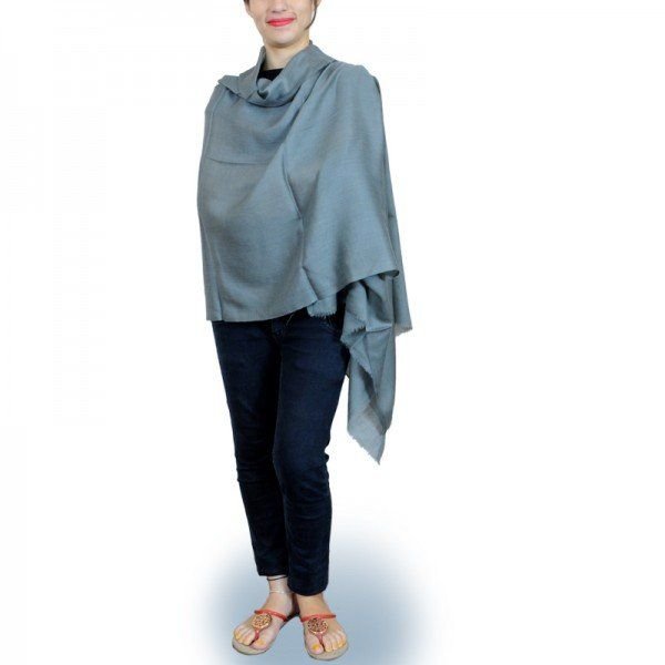 Smoky Grey Colour Hand Woven Pashmina Wrap Stole