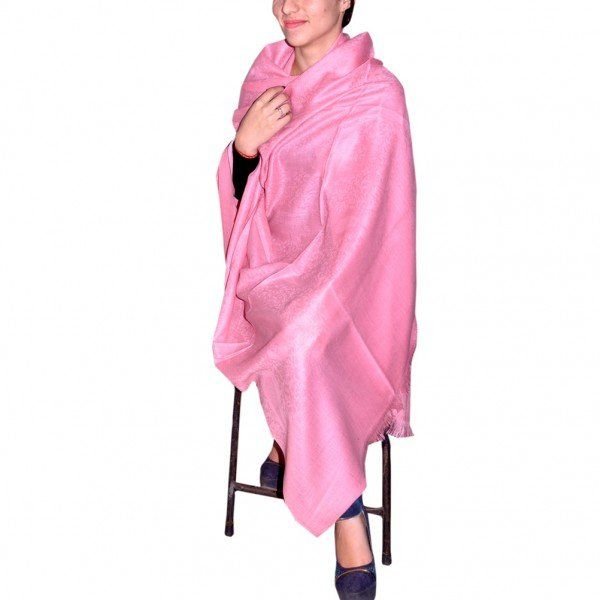 Smoothie Pink Classic Plain Embossed Kashmiri Shawls