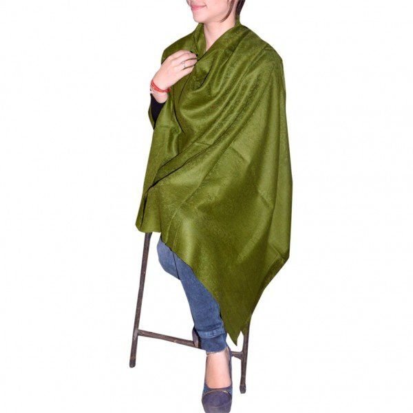 Superior Green Classic Plain Embossed Kashmiri Shawls