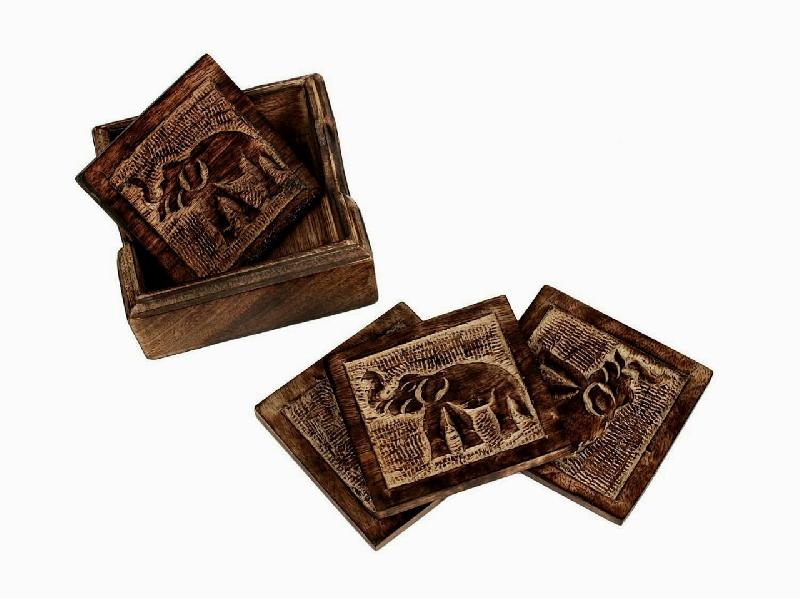 Wooden Tea Coaster Set 02