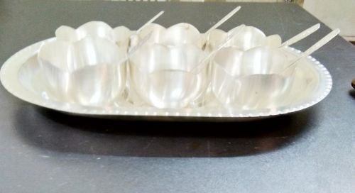 Silver Coated Six Bowl With Tray 01