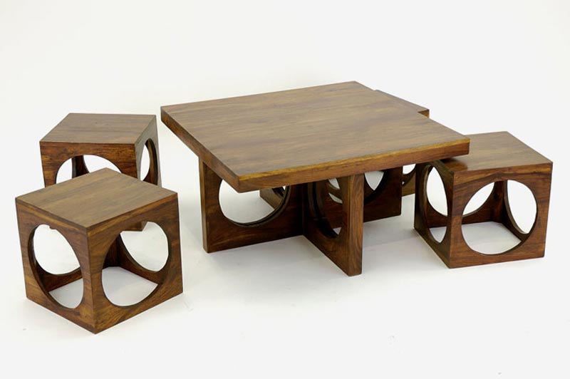 Designer Wooden Coffee Table Set 02