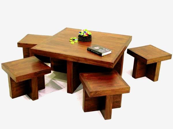 Designer Wooden Coffee Table Set 04
