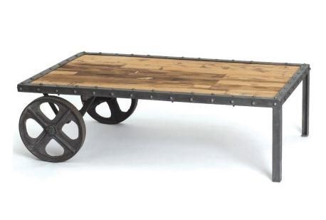 Industrial Coffee Table with Trolly 04