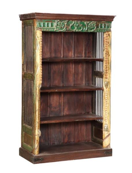 Reclaimed Wooden Carved Bookshelf 04