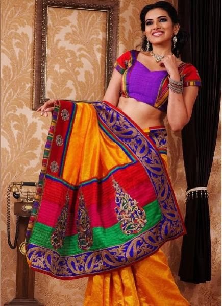 Yellow Patch Work Saree