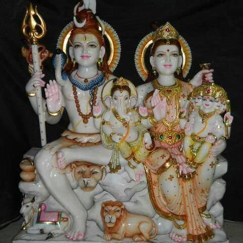Marble Shiv Family Statue 01