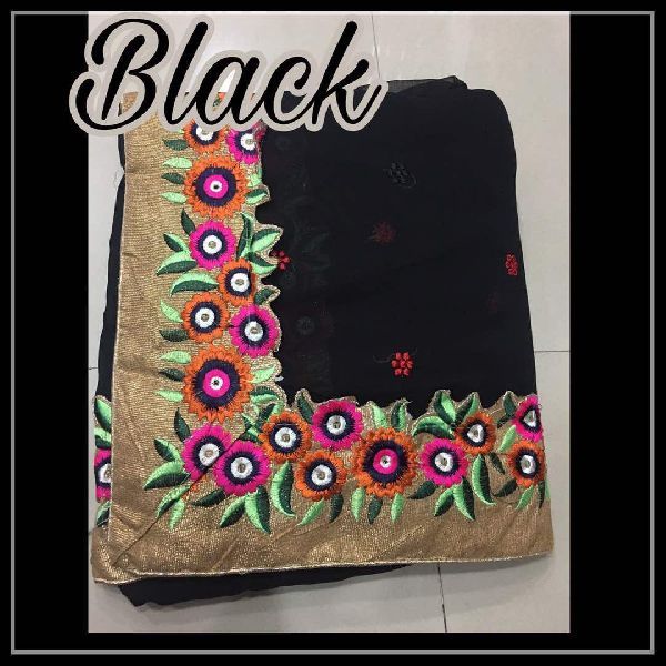 Black Georgette Designer Saree