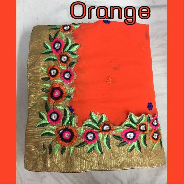Orange Georgette Designer Saree