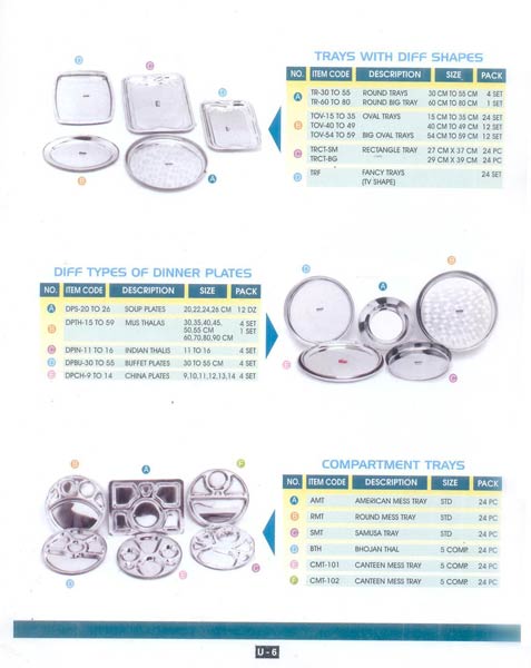 STAINLESS STEEL MESS TRAYS & OVAL & ROUND PLATTER