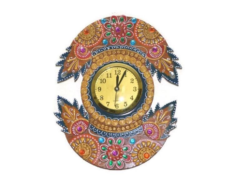 Handmade Wooden Peacock Shaped Wall Clock 03