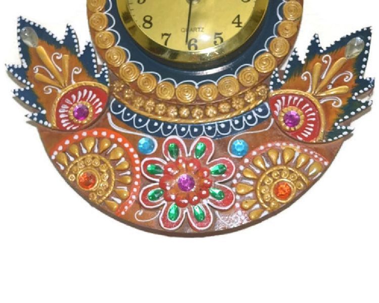 Handmade Wooden Peacock Shaped Wall Clock 04
