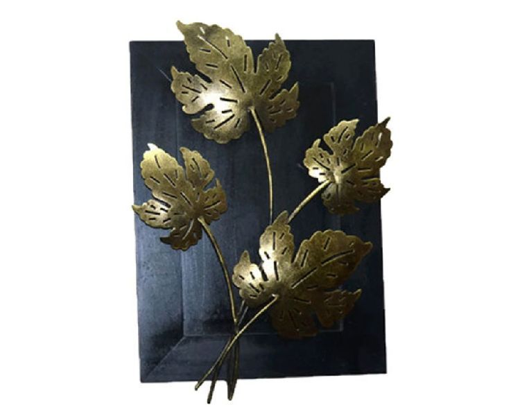 Iron and Wooden Gold Finish Leaves Wall Hangings 01