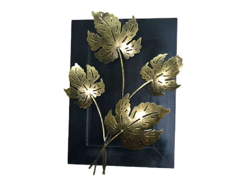 Iron and Wooden Gold Finish Leaves Wall Hangings 02