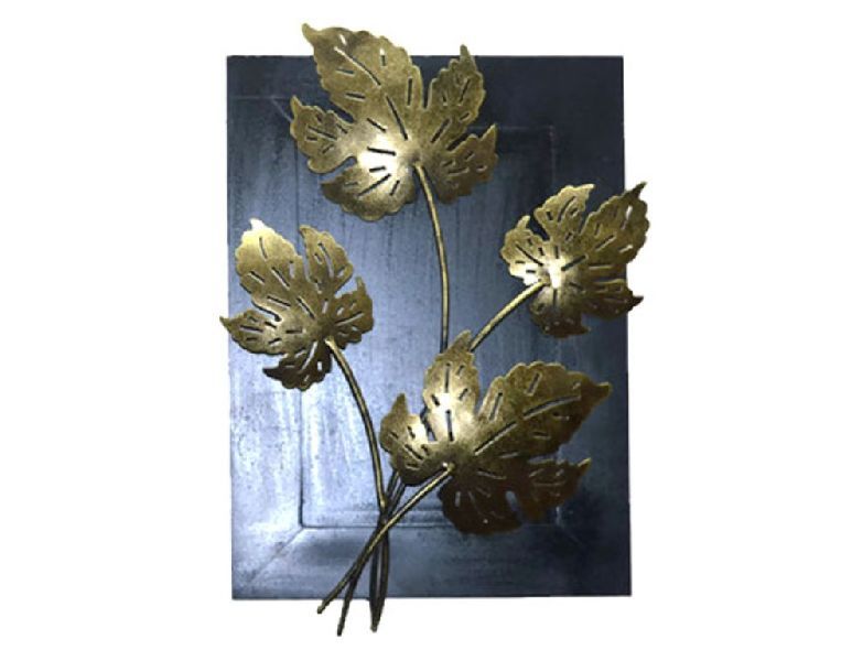 Iron and Wooden Gold Finish Leaves Wall Hangings 03
