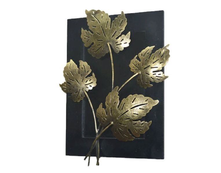 Iron and Wooden Gold Finish Leaves Wall Hangings 04