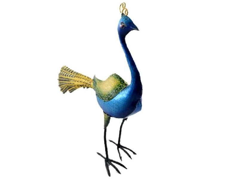 Iron Hand Painted Peacock Statue 01
