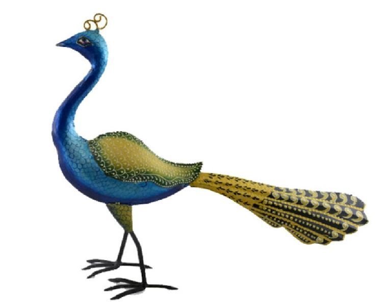 Iron Hand Painted Peacock Statue 02