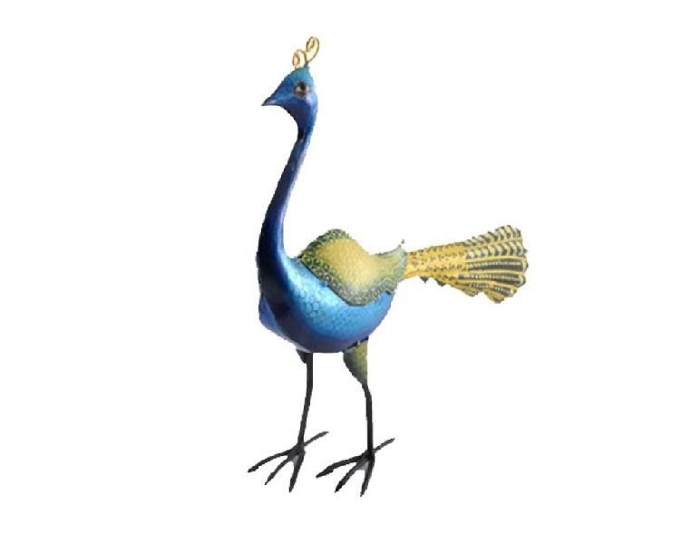 Iron Hand Painted Peacock Statue 03