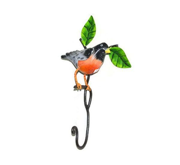SKU-EIII1026 Iron Hand Painted Bird Wall Hook 02