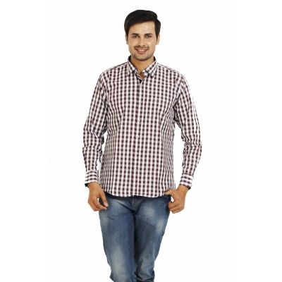 TT Mens Brown Strips Casual Shirt