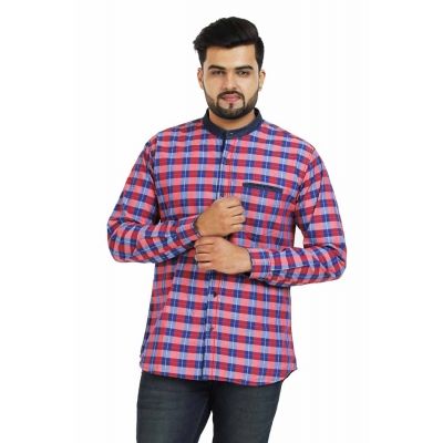 TT Mens Red Checkered Casual Shirt