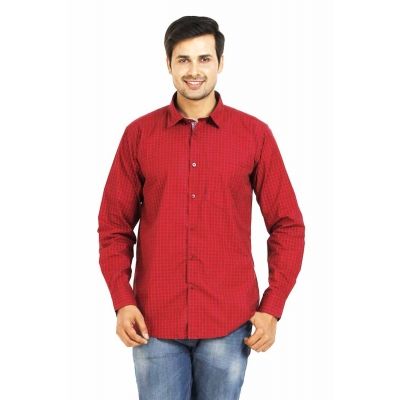 TT Mens Red Full Casual Shirt