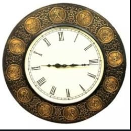 Zodiac Brass Metal Clock