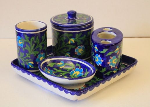 Blue Pottery Bathroom Set 03