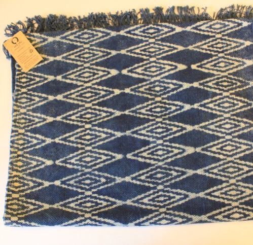 Indigo Block Print Floor Rug 04