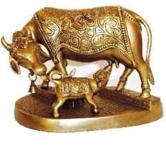 Brass Cow & Calf Statue