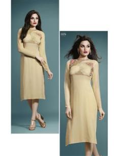 33276 Cream Ladies Long Kurti