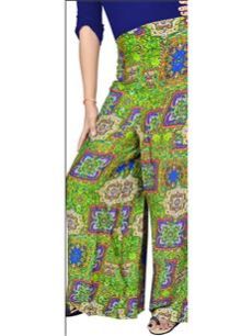 6056A Parrot Green & Multicolor Printed Stiched Palazzo Pant