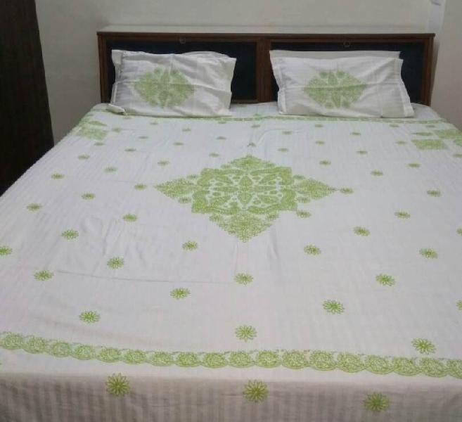 Chikan Embroidered Bedsheet 01
