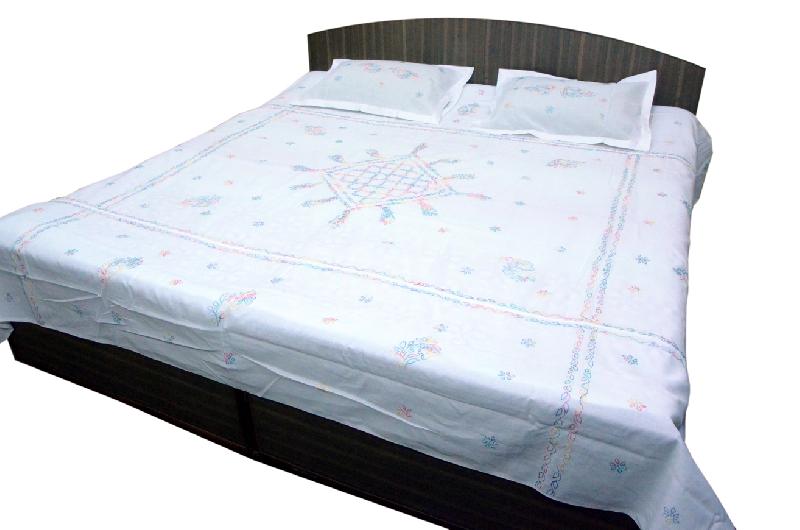 Chikan Embroidered Bedsheet 02